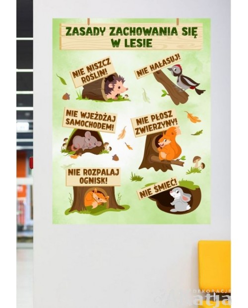 Zasady zachowania w lesie- naklejka na ścianę