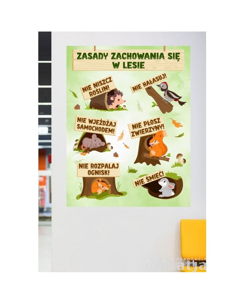Zasady zachowania w lesie- naklejka na ścianę