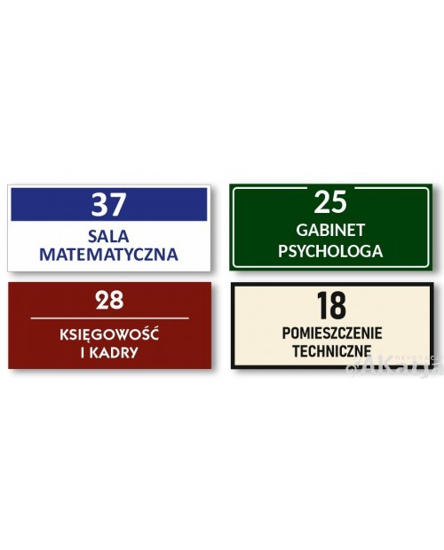 Tabliczka na drzwi z numerem i nazwa
