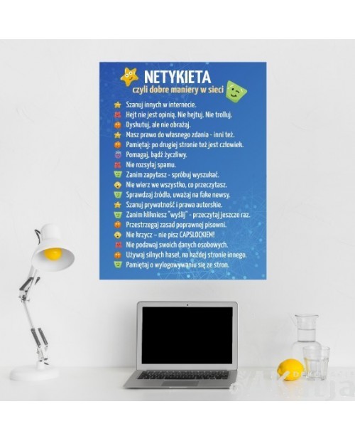 Zasady netykiety w sieci - naklejka na ścianę