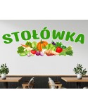 Napis stołówka i warzywa