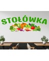 Napis stołówka i warzywa