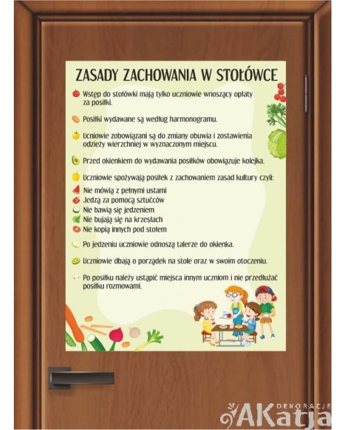 Zasady zachowania w stołówce- naklejka na ścianę