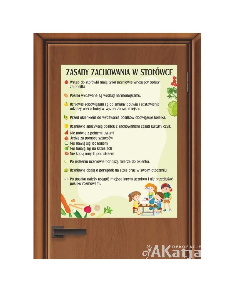 Zasady zachowania w stołówce- naklejka na ścianę