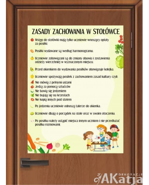 Zasady zachowania w stołówce- naklejka na ścianę
