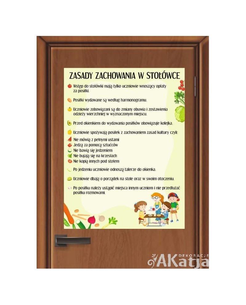 Zasady zachowania w stołówce- naklejka na ścianę