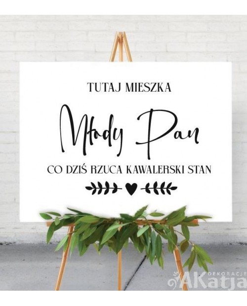 Tutaj mieszka Młody Pan- naklejka ślubna