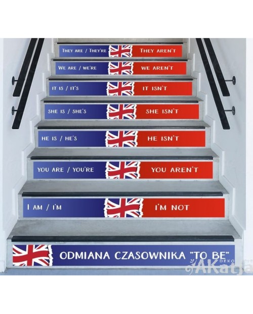 Naklejki na schody: Odmiana czasownika TO BE