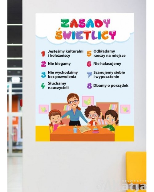 Zasady świetlicy- naklejka na ścianę