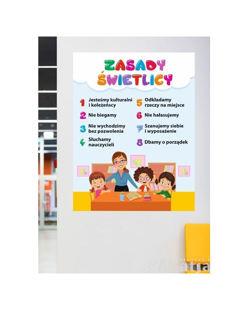 Zasady świetlicy- naklejka na ścianę