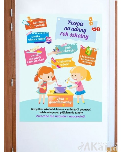Przepis na udany rok szkolny- naklejka na ścianę