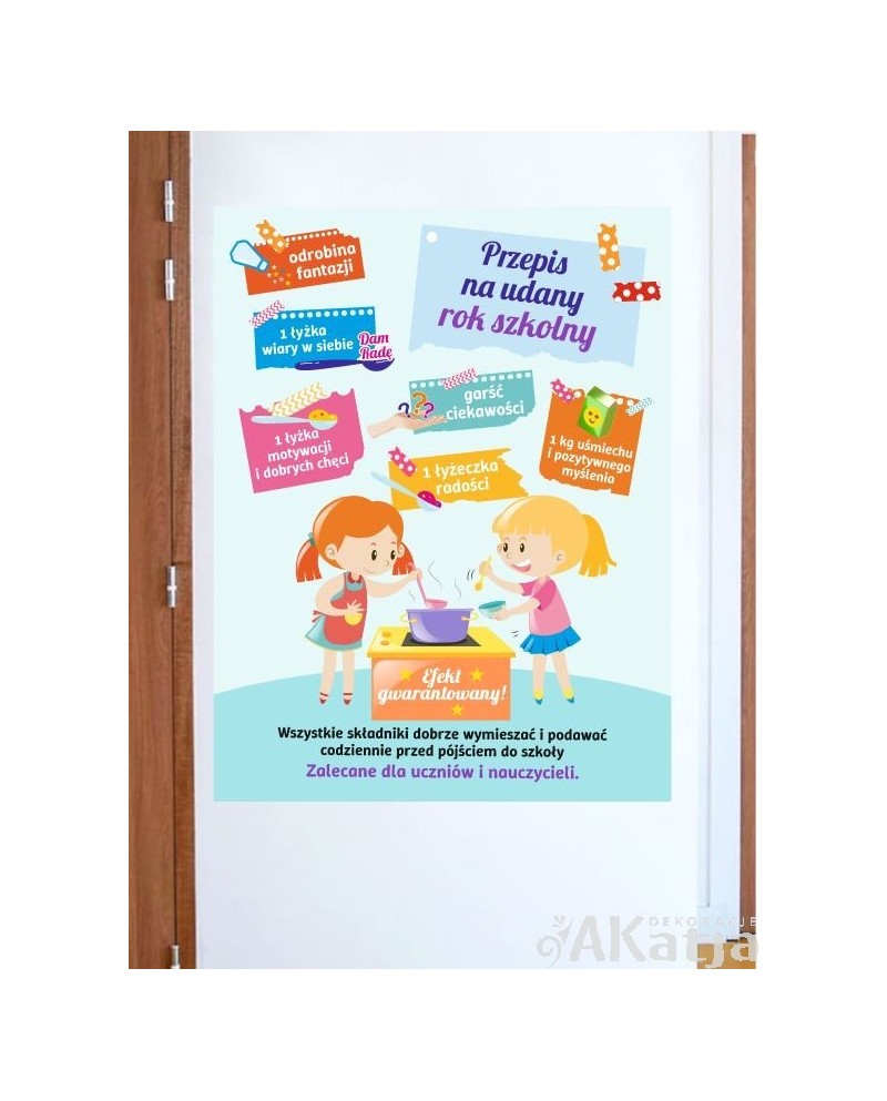 Przepis na udany rok szkolny- naklejka na ścianę