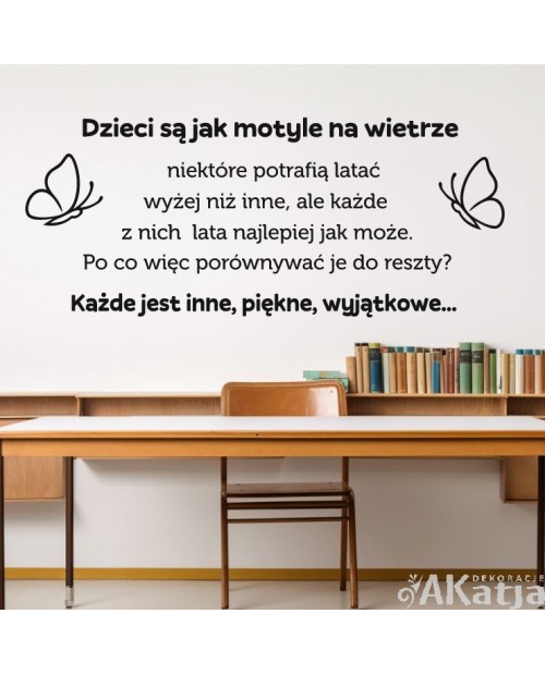 Dzieci są jak motyle na wietrze- naklejka na ścianę