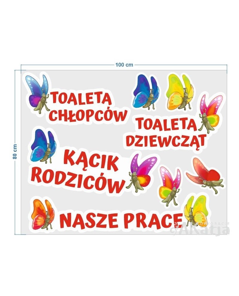Motylki - zestaw naklejek tematycznych do sali