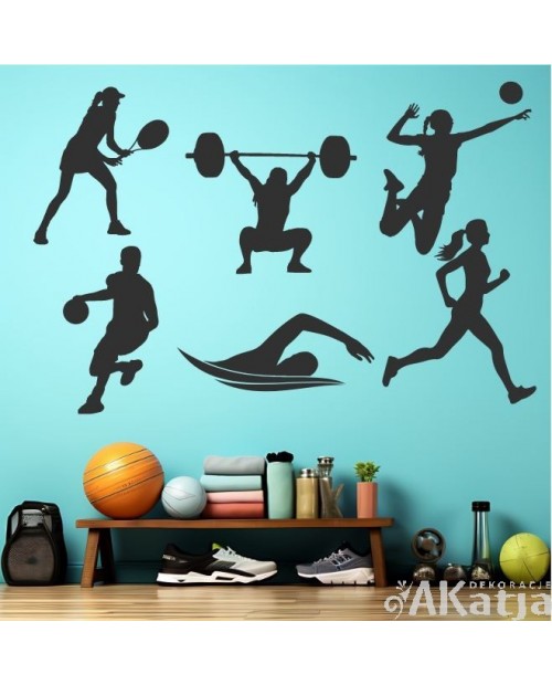 Sylwetki sportowców- naklejka na ścianę
