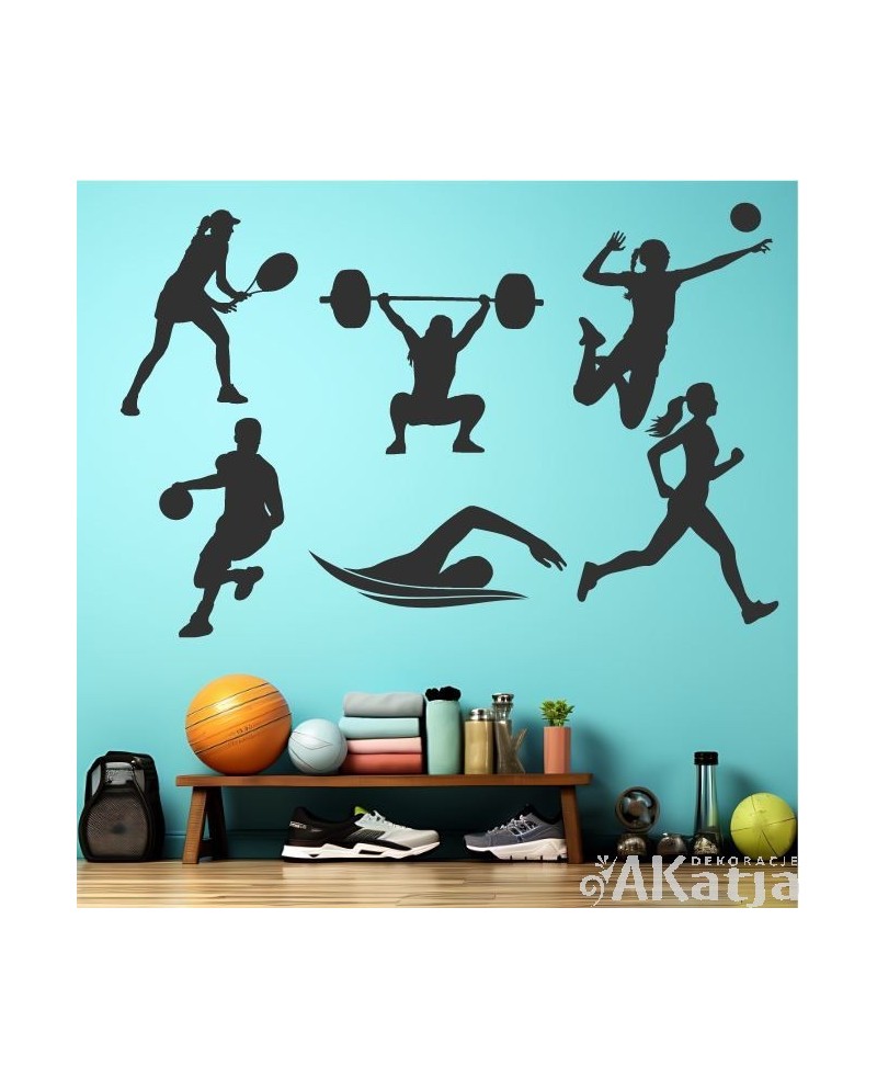 Sylwetki sportowców- naklejka na ścianę