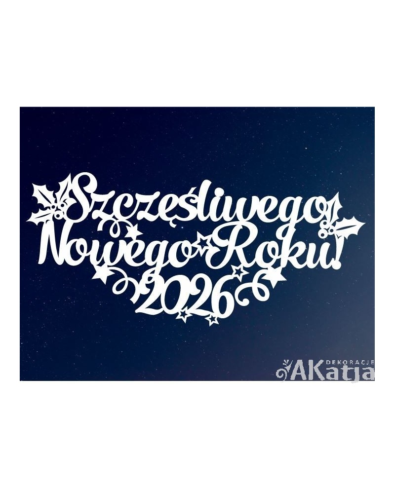Napis: Szczęśliwego Nowego Roku- wycinanka z kartonu