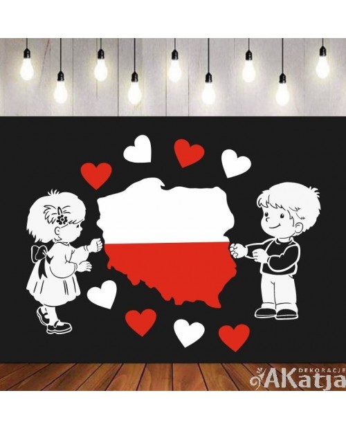 Dzieci z flagą- wycinanka z kartonu
