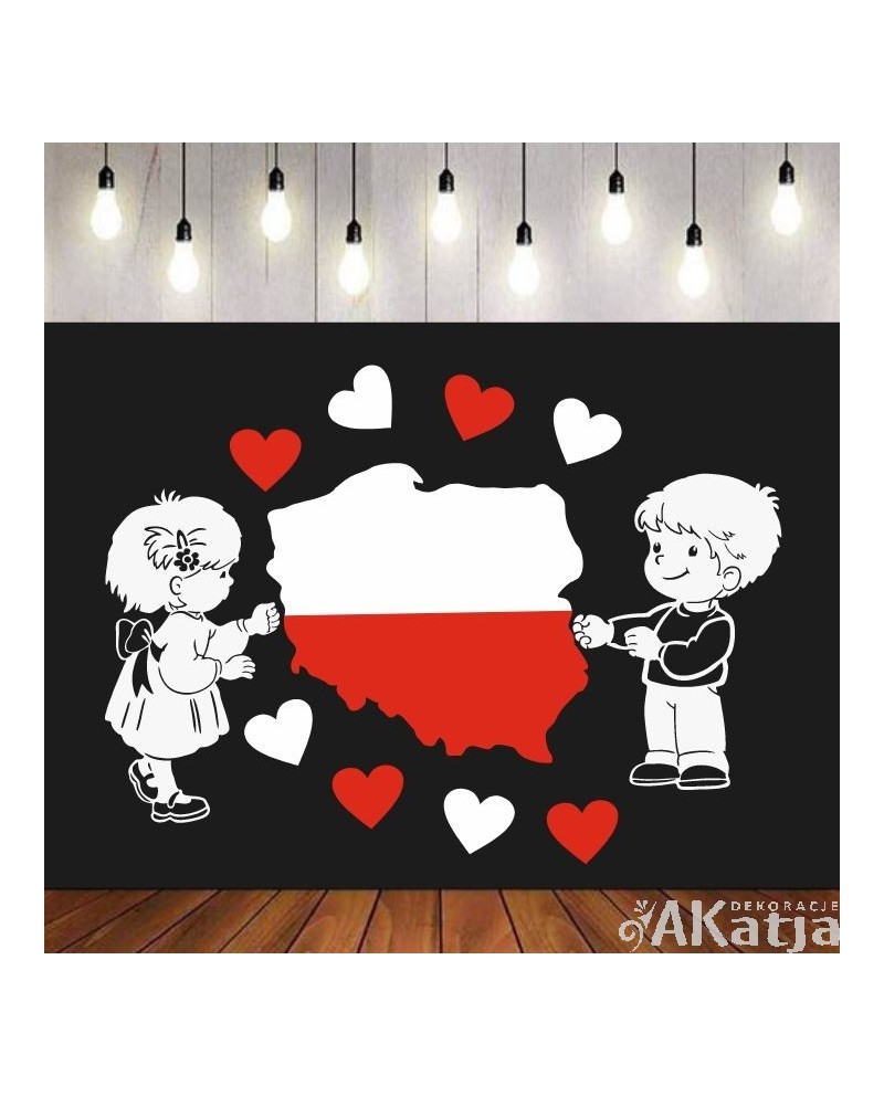 Dzieci z flagą- wycinanka z kartonu