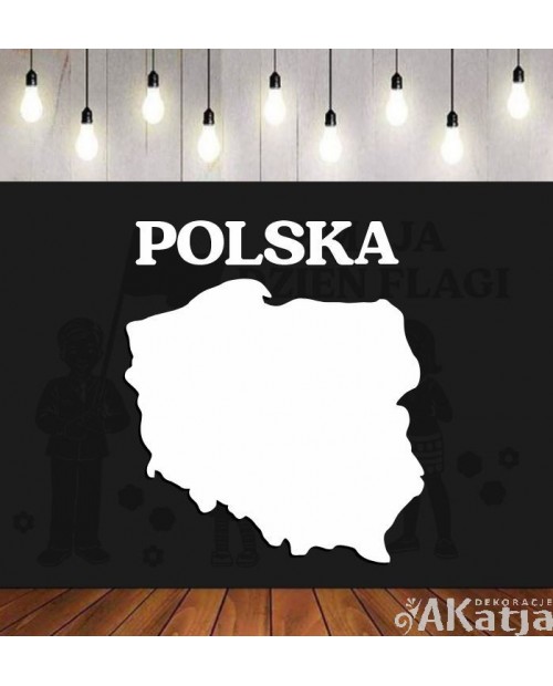Polska napis plus kontury- wycinanka z kartonu