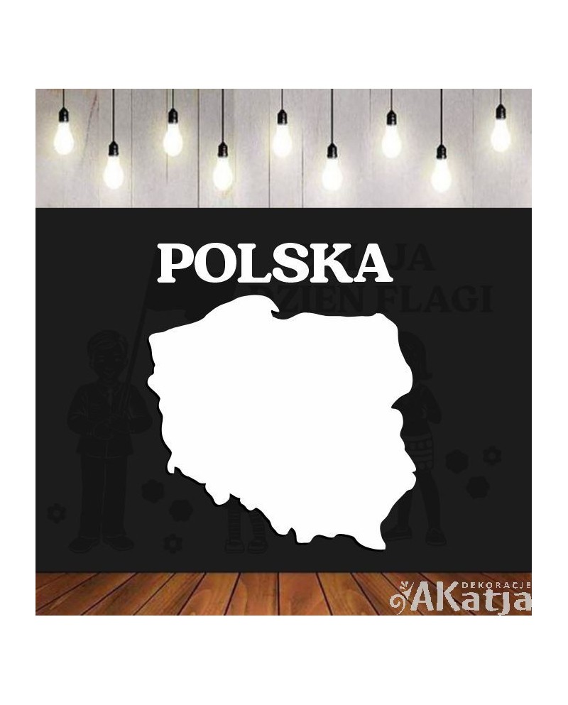 Polska napis plus kontury- wycinanka z kartonu