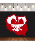 Biało- czerwone kontury Polski z orłem- wycinanka z kartonu