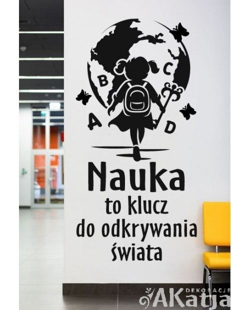 Nauka to klucz do odkrywania świata- naklejka na ścianę