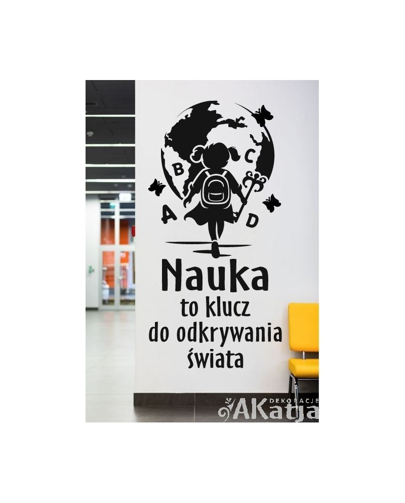 Nauka to klucz do odkrywania świata- naklejka na ścianę