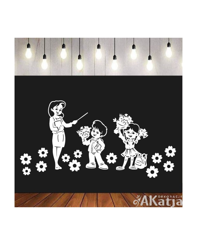 Zestaw: Nauczycielka z uczniami- wycinanka z kartonu