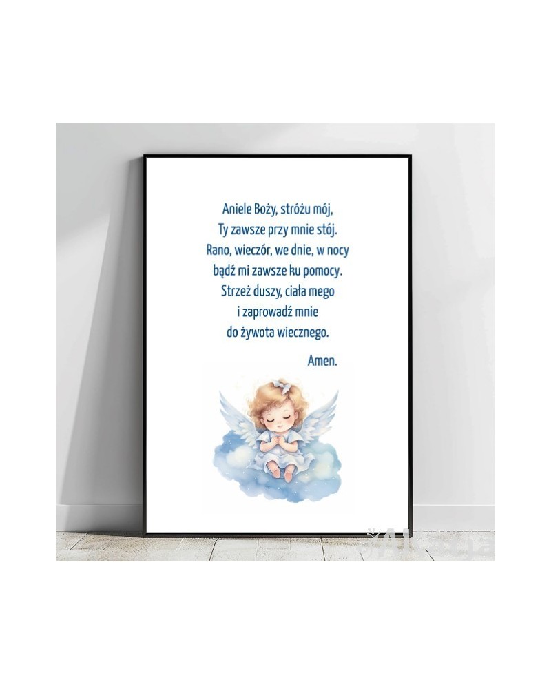 Plakat z modlitwą do Anioła Stróża