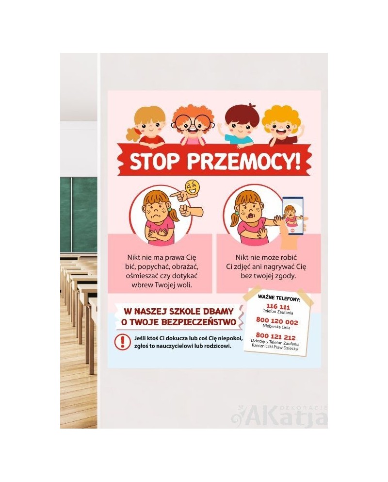 Stop przemocy- naklejka na ścianę