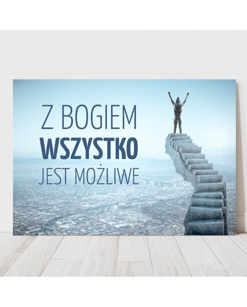 Plakat z cytatem: Z Bogiem wszystko jest możliwe