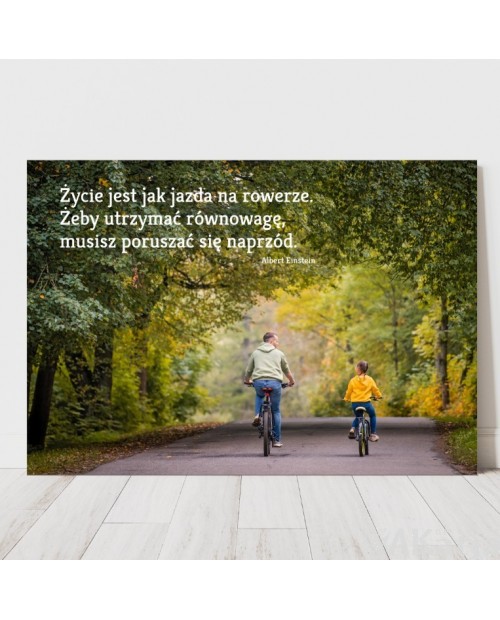 Plakat z napisem: Życie jest jak jazda na rowerze...