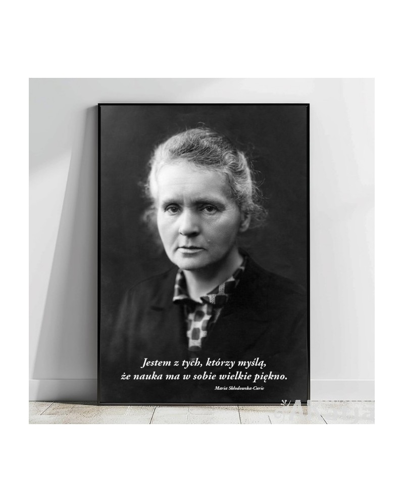 Plakat z napisem: Jestem z tych, którzy myślą, że nauka ma w sobie wielkie piękno