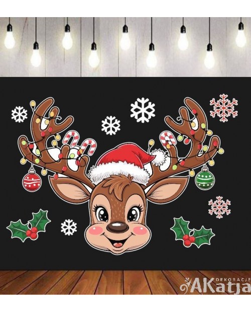 Zimowy reniferek z płatkami śniegu- zestaw dekoracji do gazetek szkolnych