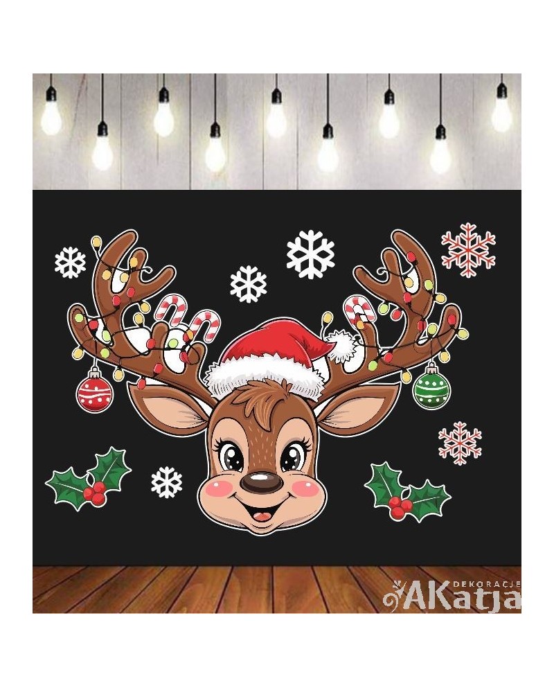 Zimowy reniferek z płatkami śniegu- zestaw dekoracji do gazetek szkolnych