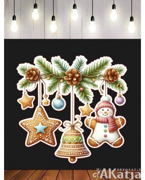 Ozdoba świąteczna pierniczki, bałwanek- zestaw dekoracji do gazetek szkolnych
