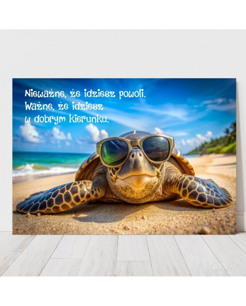 Plakat z napisem: Nieważne, że idziesz powoli...