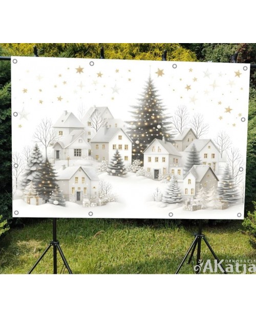 Świąteczne białe miasto- Baner do szkoły i przedszkola