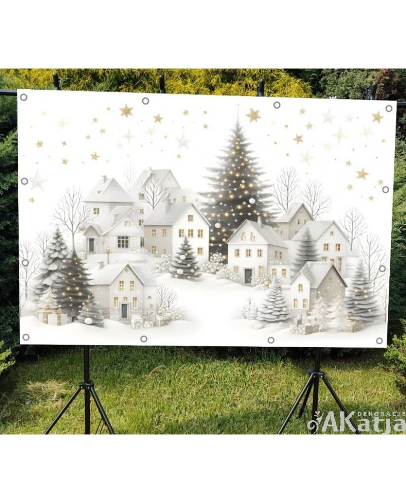 Świąteczne białe miasto- Baner do szkoły i przedszkola