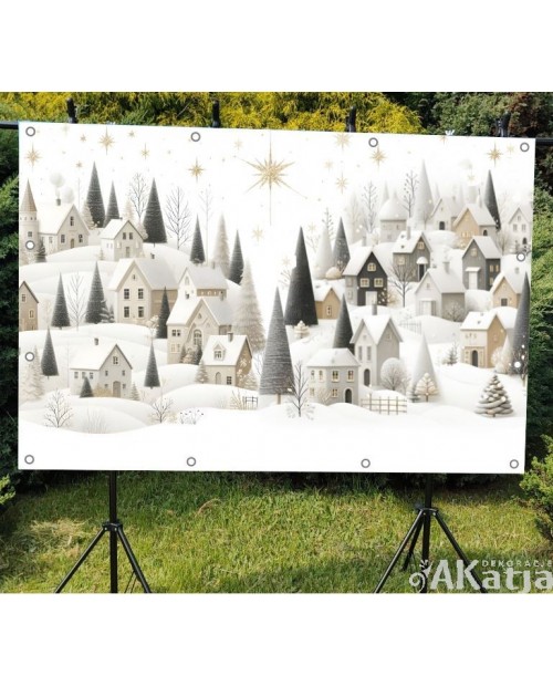 Zimowe białe miasto- Baner do szkoły i przedszkola