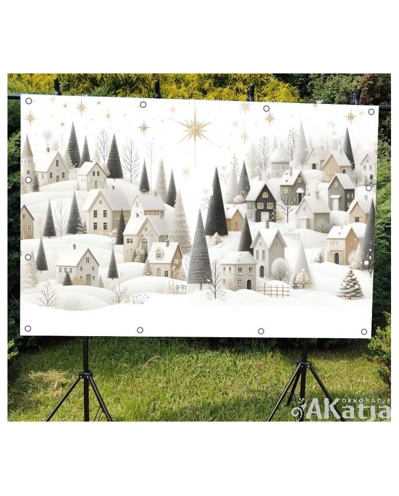 Zimowe białe miasto- Baner do szkoły i przedszkola