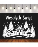 Zimowe miasto z napisem Wesołych Świąt- wycinanka z kartonu