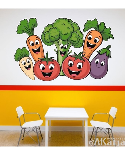 Kolorowe warzywa- kolorowa naklejka do stołówki
