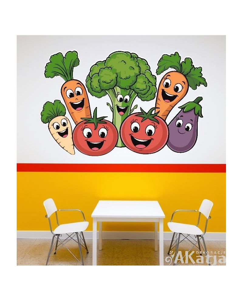 Kolorowe warzywa- kolorowa naklejka do stołówki
