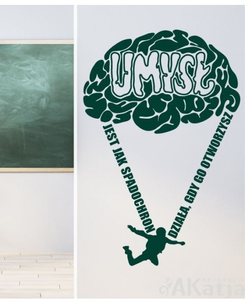 Umysł jest jak spadochron działa, gdy go otworzysz- naklejka na ścianę