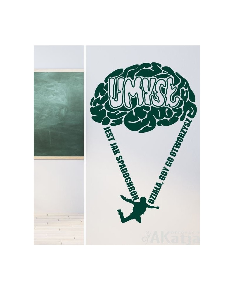 Umysł jest jak spadochron działa, gdy go otworzysz- naklejka na ścianę