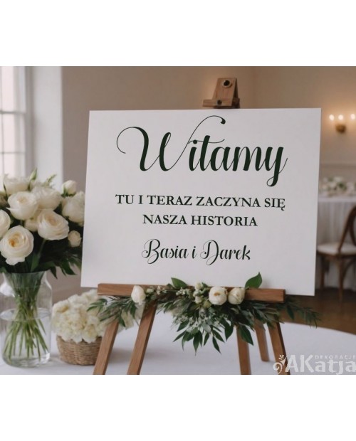 Naklejka ślubna Nasza historia + imiona