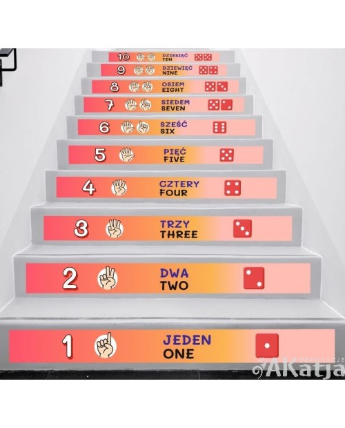 Naklejki na schody: Nauka liczenia do 10