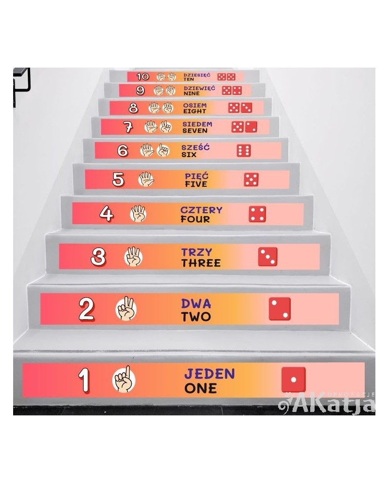Naklejki na schody: Nauka liczenia do 10